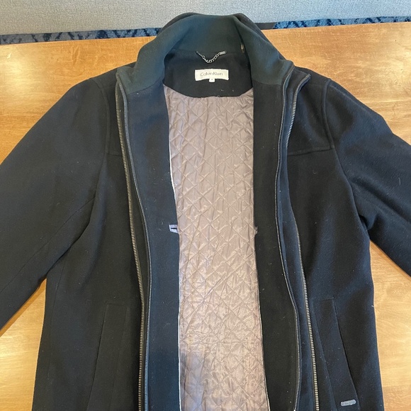 Calvin Klein Black Wool Coat. Size Medium. - Picture 4 of 7